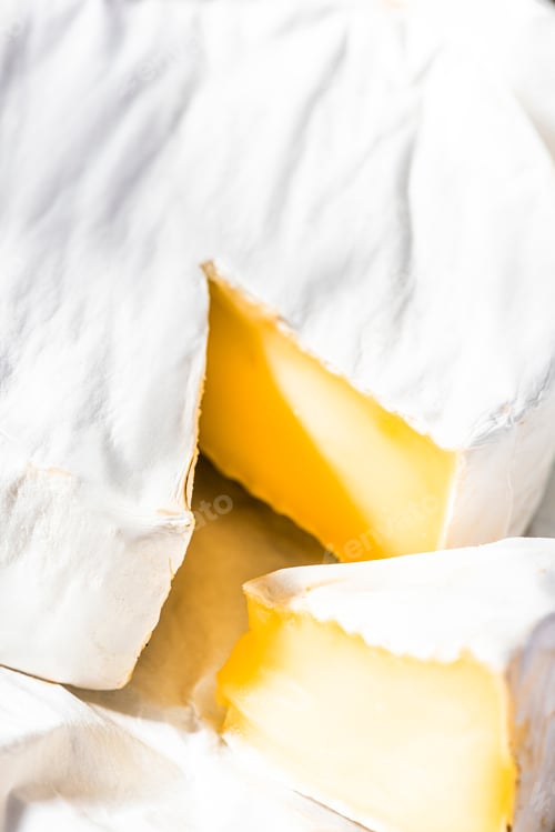 Preview: Camembert Cheese Sliced Closeup View