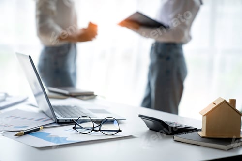 Preview: business people meeting in the office Calculate the tax and income of the company's investment. Stra