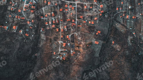 Preview: Overhead Aerial Shot of settlement in rural area .Shot From air.