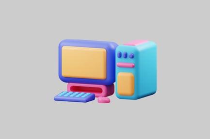 Preview: Cartoon personal computer set