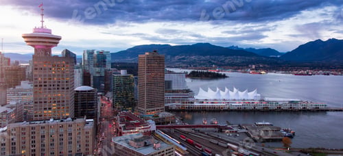 Preview: Downtown Vancouver Skyline Panorama. Aerial.