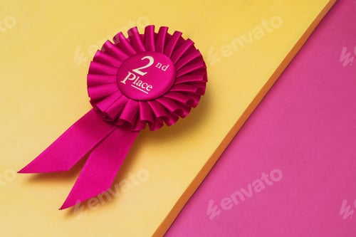 Preview: Rosette second place for the achievement and success of the winner on illuminating background