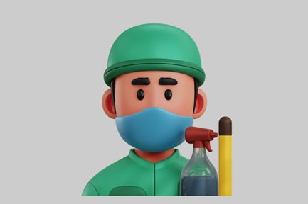 Preview: Cartoon nurse with sanitizing spray