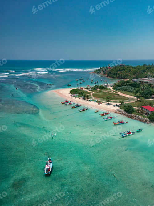 Preview: Aerial View of Famous Beach of the South Coast of Sri Lanka, Area Near the Town of Weligama