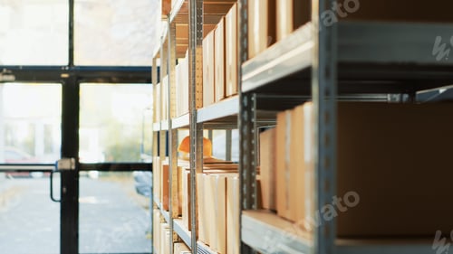 Preview: Empty storage room filled with cardboard boxes