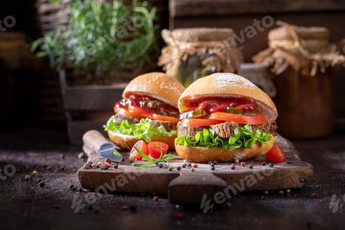 Preview: Healthy and fresh sandwich made of vegetables and pate.