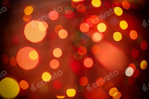 Preview: Christmas lights colorful bokeh background. Holiday festive atmosphere
