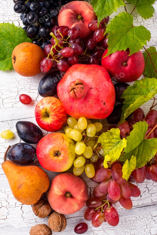 Preview: Various autumn fruits. Harvest concept