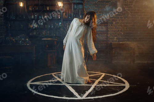 Preview: Creepy demonic woman standing in the magic circle
