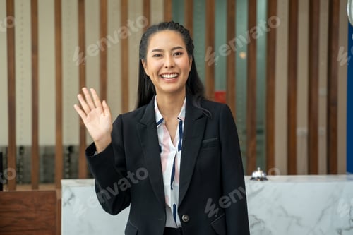 Preview: Female hotel receptionist,Portrait of hotel staff at lobby hotel.