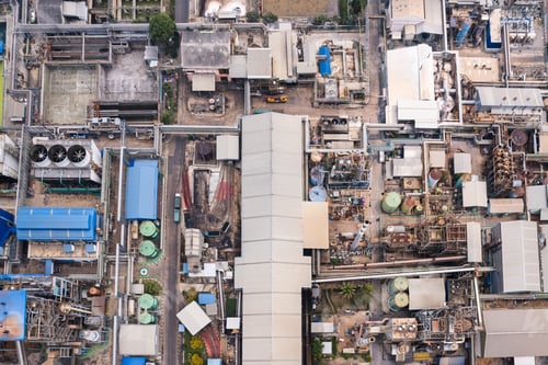Preview: Aerial view of building infrastucture of industry power plant, smart chamical, gas and oil refinery