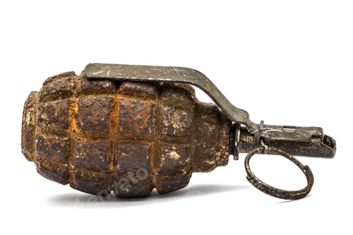 Preview: Old combat grenade isolated on a white background