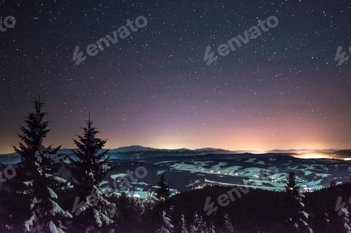 Preview: Mesmerizing landscape of nightly winter slopes