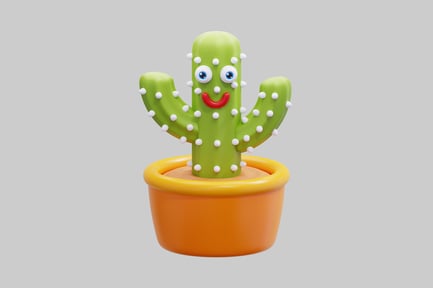 Preview: Cartoon cactus with smiling face