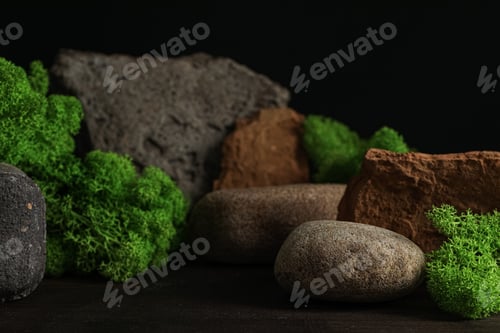 Preview: Moss, different backgrounds for nature concept, moss and wood, moss and stones
