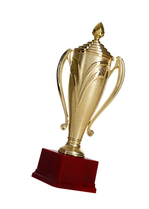 Preview: Shiny gold cup on white background. Winner's trophy