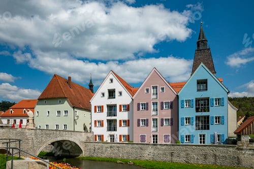 Preview: beautiful colored houses in the german town of berching