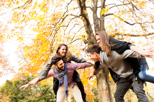 Preview: Young people having fun in the autumn park