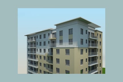 Preview: Two-story apartment building with balconies and windows