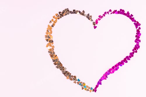 Preview: Happy Valentine'S Day. Heart Shape Made Of Multicolored Glitter. Heart Made From Shiny Colorful