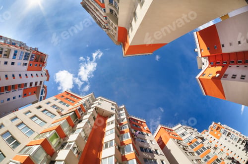 Preview: fisheye shot of new residential buildings