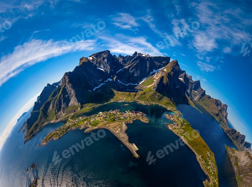 Preview: Mini planet Lofoten is an archipelago in the county of Nordland,