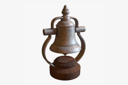 Preview: Antique Brass Bell with Wooden Base
