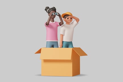 Preview: Two Characters in a Cardboard Box