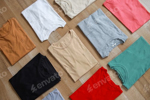 Preview: Place it - Multicolored Folded T-Shirt for Mockup