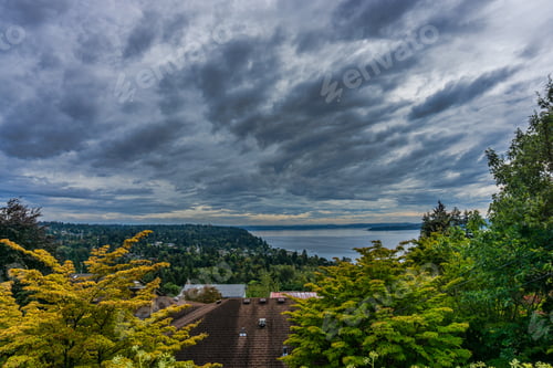 Preview: Clouds Hang Over The Puget Sound In Burien, Washington.