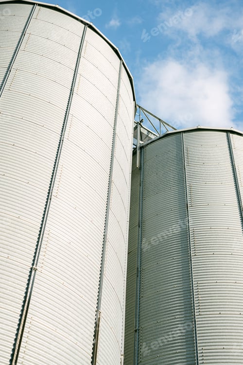 Preview: Low angle shot of silos for storage