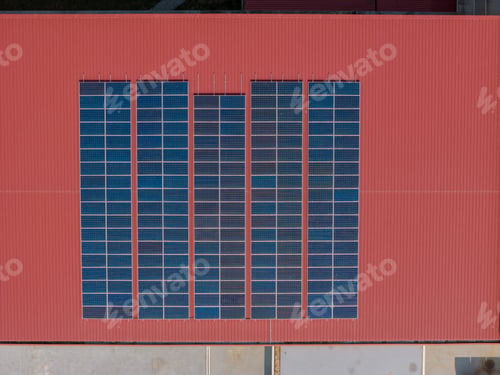 Preview: Solar power panels on the roof for green energy.