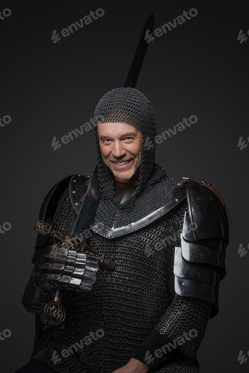 Preview: Medieval-style portrait of a charismatic king with a gray beard