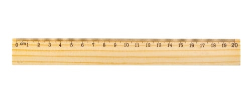 Preview: Wooden ruler showing metric measurements on a white background