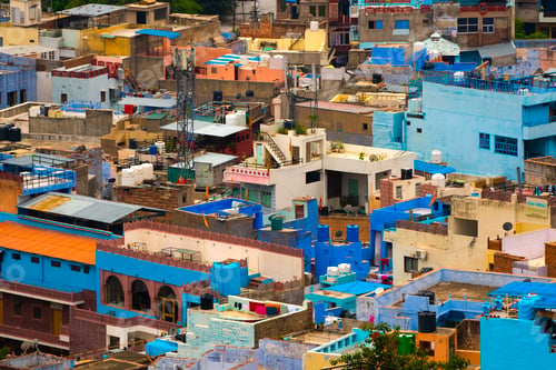 Preview: Aerial view of Jodhpur Blue City. Jodphur, Rajasthan, India