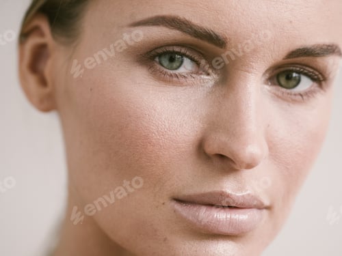 Vista previa: Natural beauty skin woman face close up macro model beauty