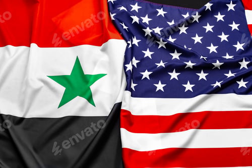 Preview: United States of America flag and Syria flag together