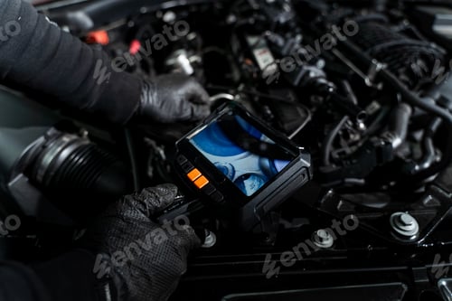 Preview: Noninvasive engine inspection with borescope for precise automotive diagnostics.