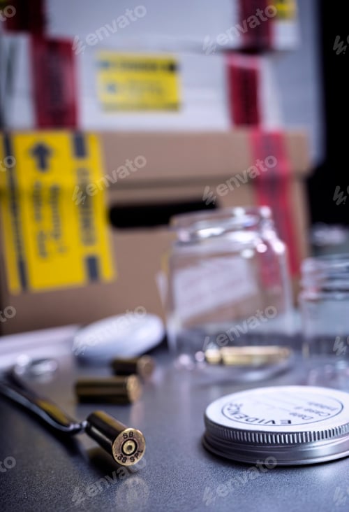 Preview: Criminalistic Laboratory, Bullet shell analysis, conceptual image