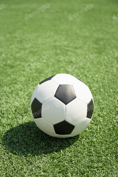 Preview: Soccer Ball on Green Grass Field with White Corner