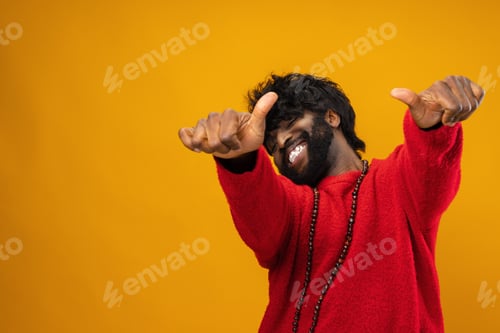 Preview: Happy young black man giving thumbs up