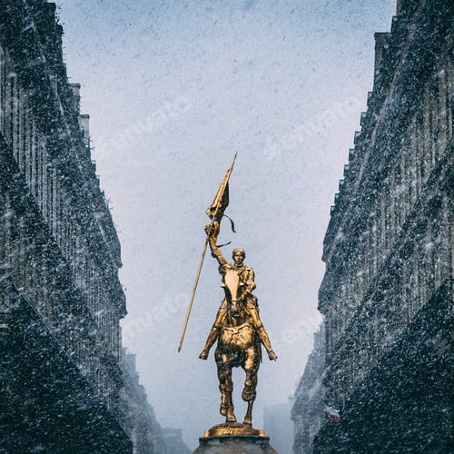 Preview: Vertical shot of the historic Joan of Arc statue in Paris, France