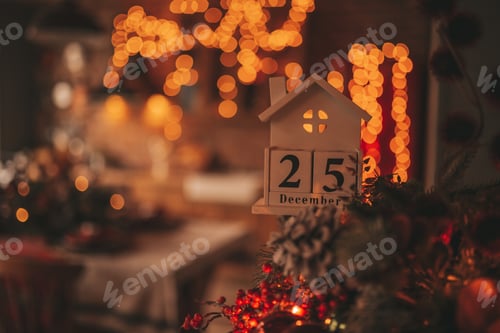 Preview: White cube handmade calendar 25th December at feast decor livingroom interior