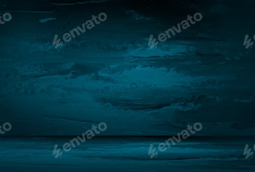 Preview: Vintage grunge blue concrete texture studio wall background with vignette.
