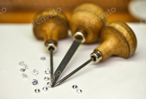 Preview: Jewelry production. Tool for fixing diamonds on a white background