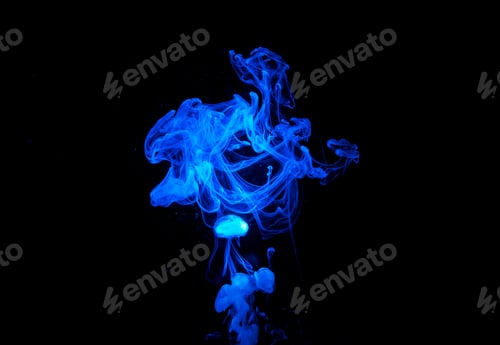 Preview: Colorful abstract cloud, blue water color liquid.