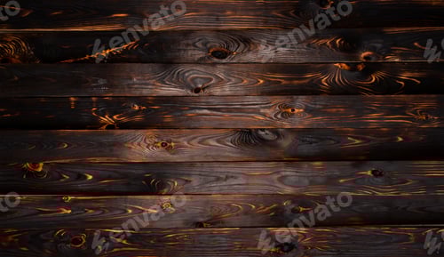 Preview: Burnt wooden board, black charcoal wood texture, burned barbecue background