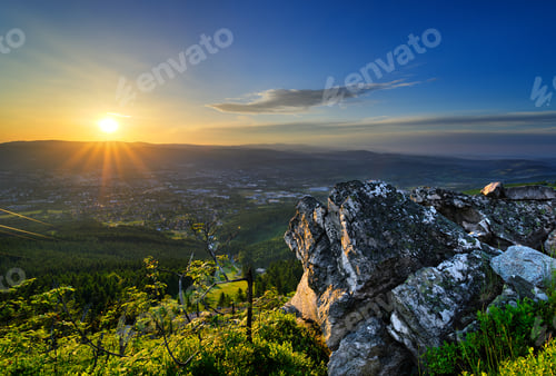 Preview: Amazing view from Jested mountain peak during summer day. Liberec, Czech republic.