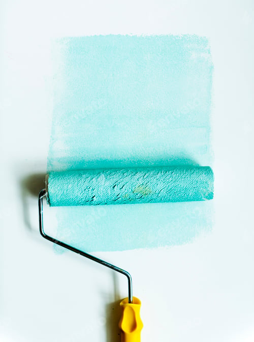 Preview: Flat lay of paint roller isolated on white background