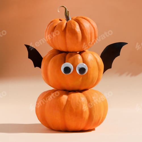 Preview: Halloween banner. cute pumpkins with googly eyes and funny faces